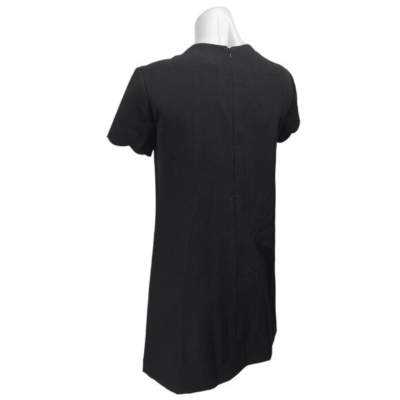 Tahari Women's Black Scalloped Short Sleeve Mini Career Shirt Shift Dress Size 4 - Picture 2 of 5